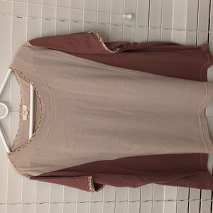 EASEL cream/tan/mauve fall shirt sleeve top